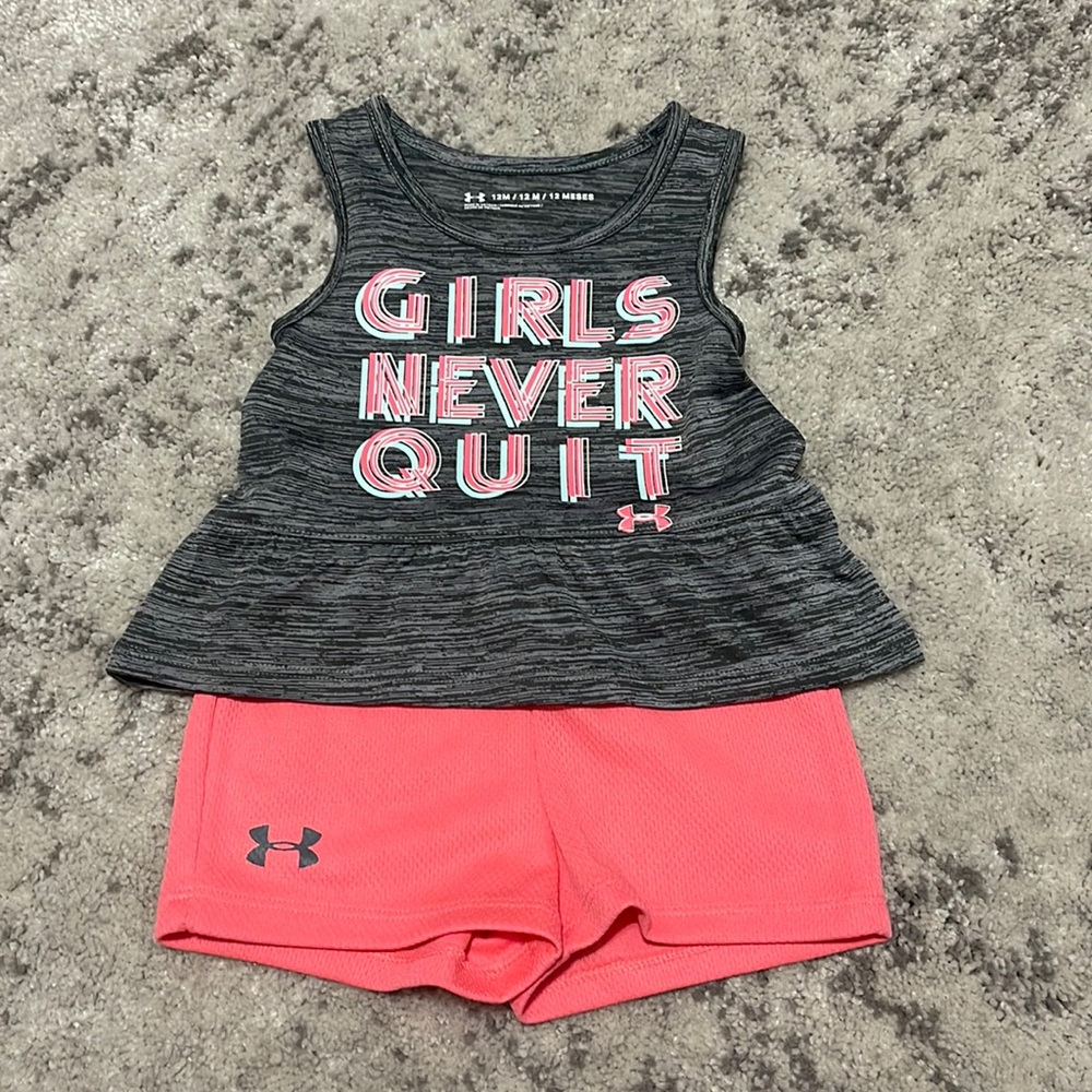 Under Armour “Girls Never Quit” Tank Top & Shorts Set